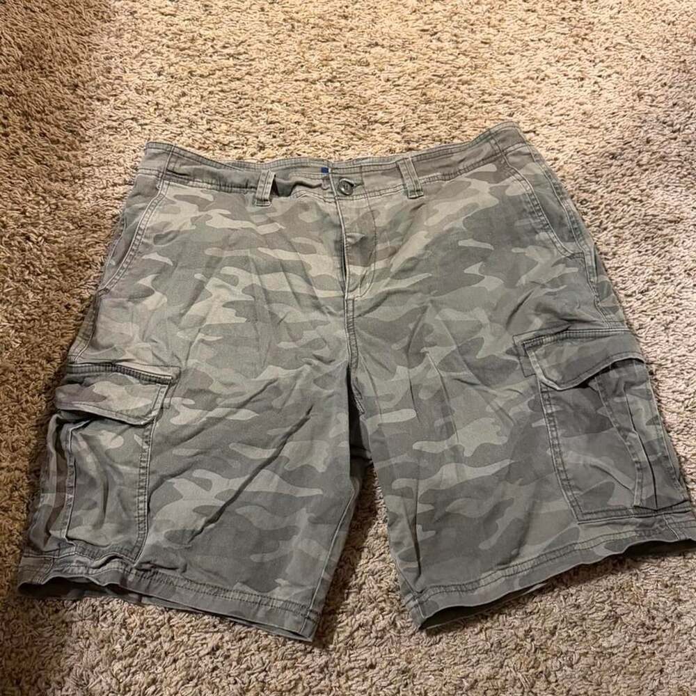 George Camouflage Cargo Shorts Size 36 Gray Green Military Utility